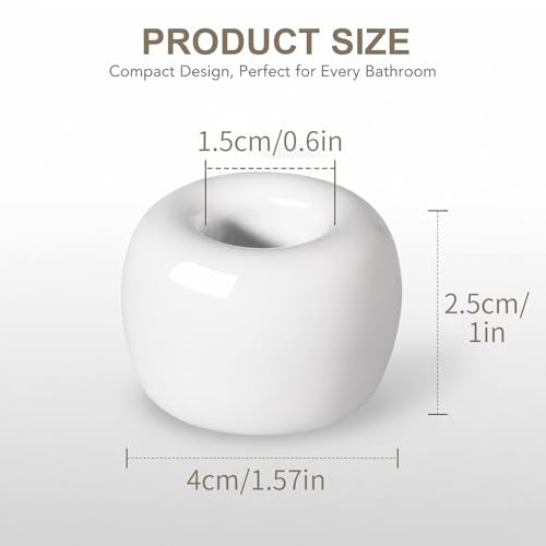 Mini Ceramic Toothbrush Holders 2-Pack - Space-Saving Bathroom Decor, White