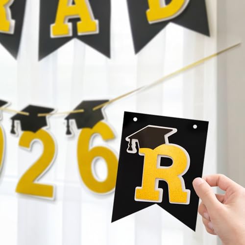 DIY 3D Graduation Banner 2026 - Black & Gold Decor