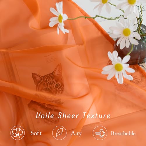 NICETOWN Orange Sheer Grommet Window Curtains, 54" x 84" (Pack of 2)