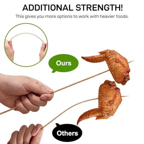 100-Pack 6-Inch Heavy-Duty Bamboo Skewers - Unbleached & Eco-Friendly