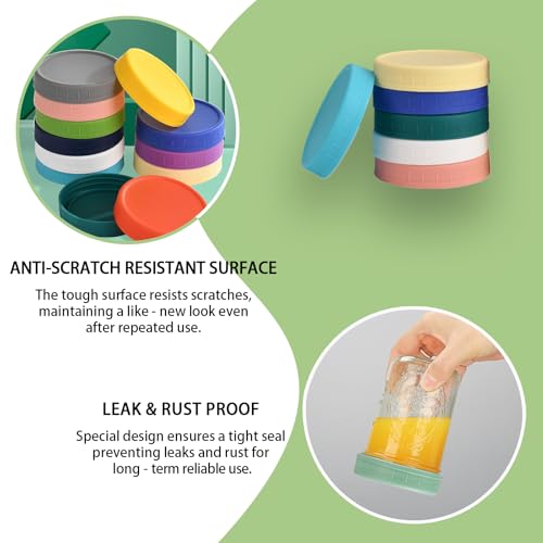 Reusable Plastic Canning Lids for Regular Mouth Mason Jars - 9 Pack