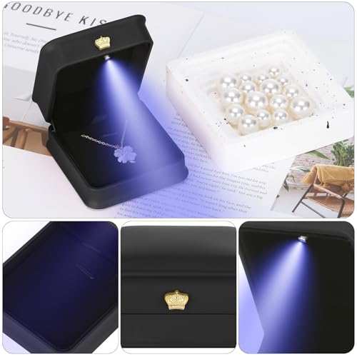 KUKUVR Black Necklace Pendant Gift Box with LED Light