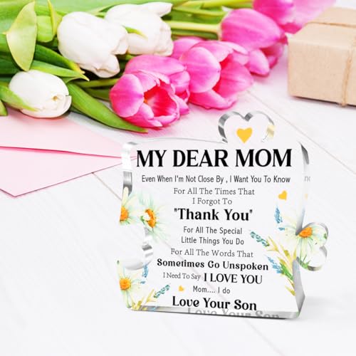Mom Appreciation Gifts from Son Acrylic Puzzle Plaque - Thank You Gift for Mom, Mother’s Day, Birthday, Christmas - Variation: Gifts from Son4