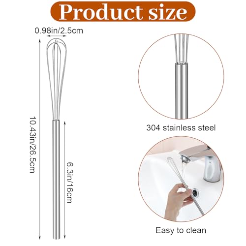 Hecila Mini Stainless Steel Whisk - 10.4 Inch Egg Beater & Mixer