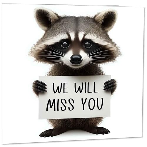 Premium Colleague Leaving Card - Raccoon Design, 350gsm