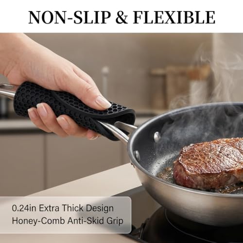 Kodreat Black Silicone Trivets 7.1x7.1in Pack of 4 Heat-Resistant Kitchen Hot Pads
