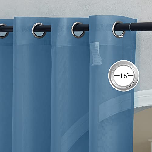 NICETOWN Stone Blue Sheer Curtains 96" Grommet Drapes - 2 Panels