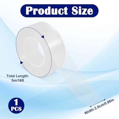 Clear Curtain Rod Glide Tape, 1in x 16ft for Smooth Operation