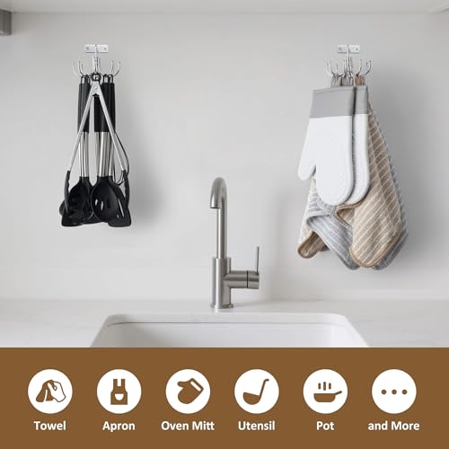 ZEDODIER 360° Rotating Kitchen Utensil Rack - Silver Wall-Mounted Holder