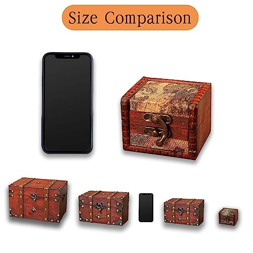 Small Wooden Jewelry Box, Antique Style Wood Storage Chest for Trinkets