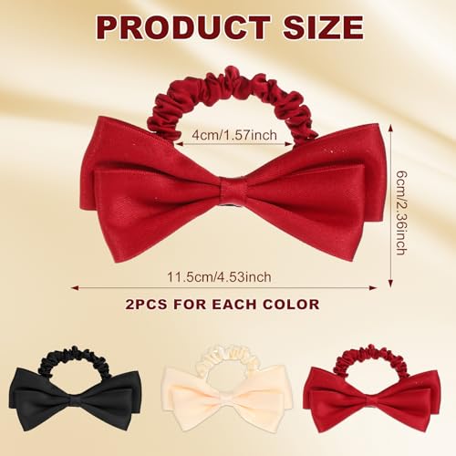 Mabor 6PCS Bow Scrunchies for Women Silk-Like Hair Ties Ponytail Holders