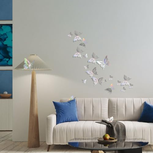 KZZDNN 12 Pcs 3D Gold Butterfly Wall Stickers and Cake Decor
