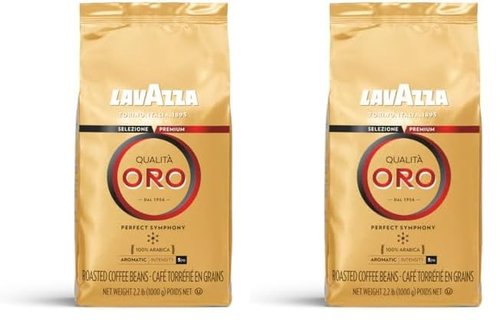 Lavazza Qualità Oro Whole Bean Coffee - Medium Roast, 100% Arabica, 2.2 lb (Pack of 2) | Fruity & Aromatic Blend