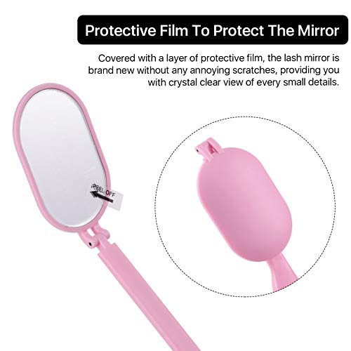 Pretty Memory Lash Extension Mirror - 270 Degree Rotating Pink Tool