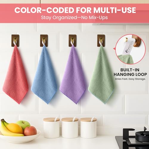 SIFANGKE Microfiber Cleaning Cloths, 12 Pack Assorted Colors, 11.8" x 11.8"