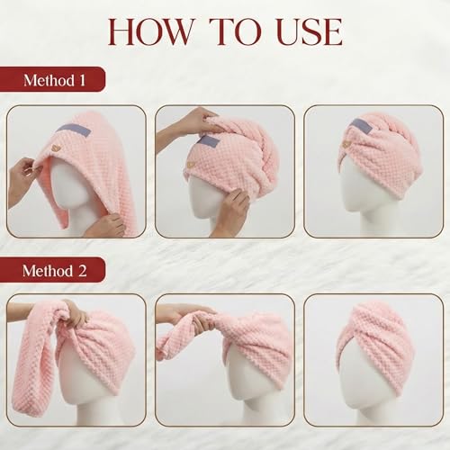 3 Pack Large Microfiber Hair Towel Wraps for Women - Quick Dry & Anti-Frizz