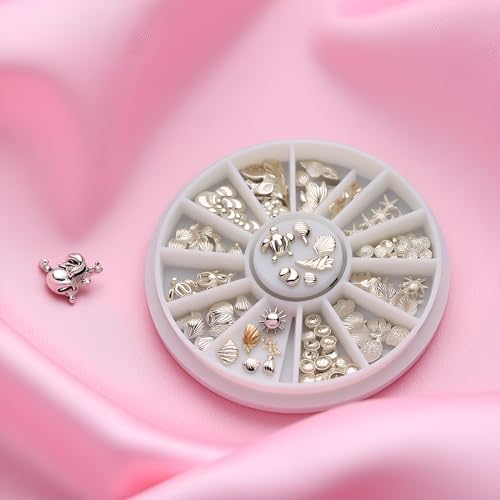 Silver Ocean Nail Art Charms 120Pcs Shell Conch Rhinestones