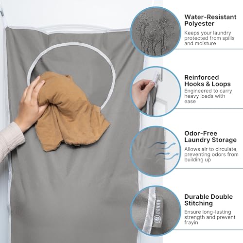 DONAQ XL Hanging Laundry Hamper Bag - Grey, Over the Door Space Saving Design