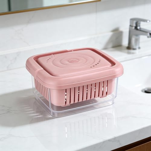 Leak-Proof Square Soap Dish Travel Case with Drainage - Light Pink