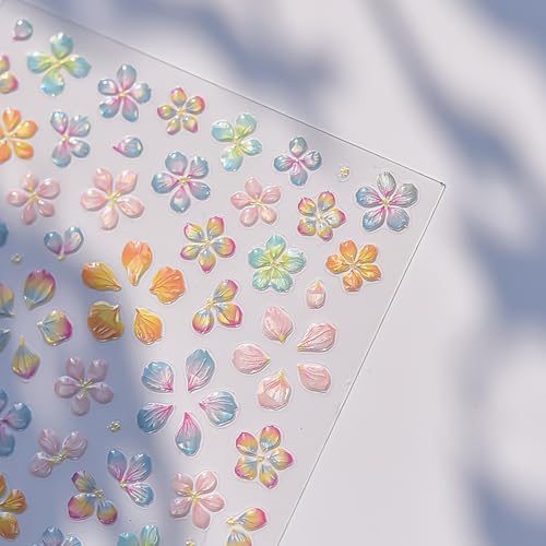 LYLYNB 5D Embossed Flower Nail Stickers Self-Adhesive Floral Decals