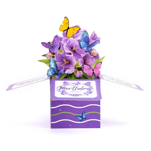 3D Butterfly and Flower Pop Up Greeting Card with Envelope