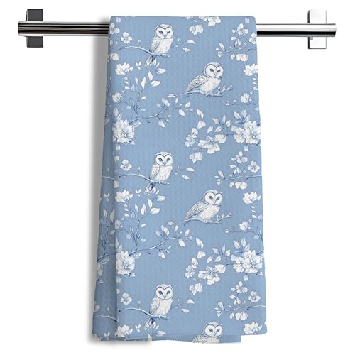 Blue Chinoiserie Bird Print Decorative Hand Towels - 16x24 Inch
