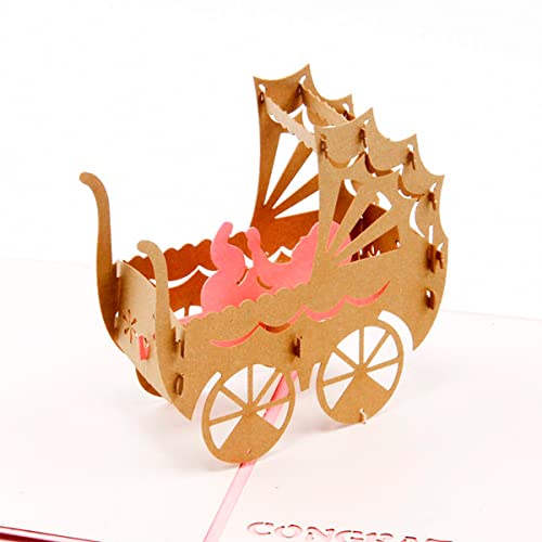 3D Baby Shower Pop Up Card - Newborn Girl Congratulations