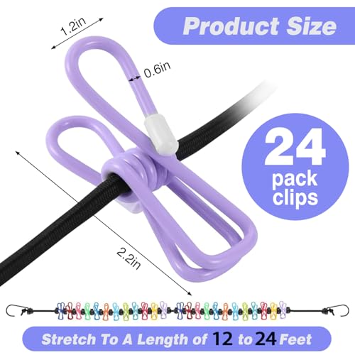 Portable Clothesline for Travel - 11.8Ft with 24 Clips