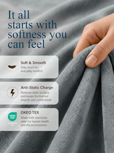 Utopia Bedding Soft Fleece Bed Blanket Throw Size Ash Grey (50x60