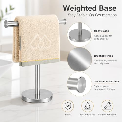 Freestanding Hand Towel Holder Stand, Brushed Nickel - X-silver-1 Pack