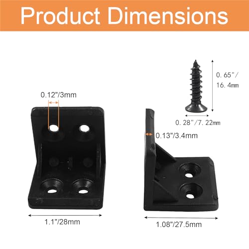 Black Plastic Corner Brace L Bracket - 1x1 Inch, 30 Pcs
