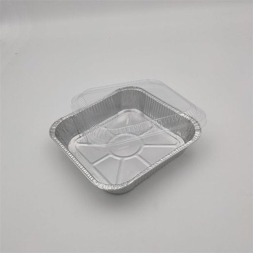 300-8x8 Aluminum Square Baking Cake Pans - Heavy Duty Disposable Food Containers with Clear Lids