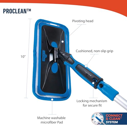 Unger 1 Count Indoor Window Cleaning Kit with 2' Pole & Microfiber Pads