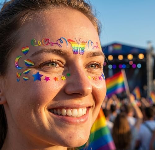 Pride Temporary Tattoos & Rainbow Stickers LGBTQ Party Favors Pack
