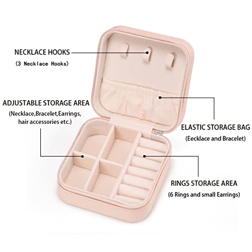 Pink Mini Jewelry Travel Case - Portable Organizer for Rings & Necklaces