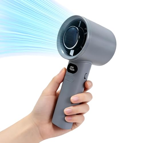Portable Handheld Fan with Digital Display - Adjustable Wind Speed