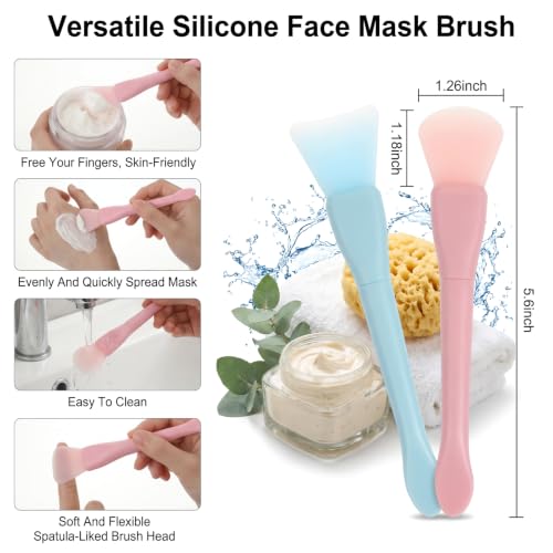 Ouligay 2 Pcs Silicone Face Mask Brush and Spatula Applicator Tool