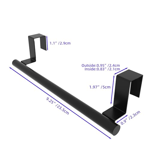 Matte Black Cabinet Door Towel Bar - 2 Pack, No Slip Design