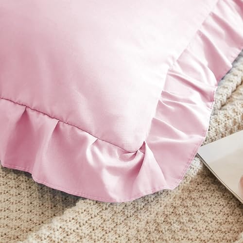 Queen Microfiber Ruffle Pillow Shams Set of 2 - Baby Pink