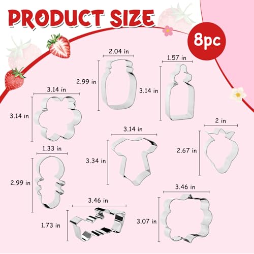 8-Piece Stainless Steel Cookie Cutter Set for Baby Shower & Baking