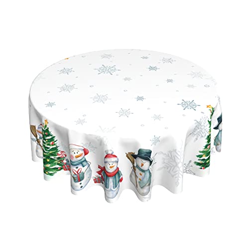 Sweetshow Winter Snowflake Round Tablecloth 60 Inch - White Holiday Christmas Decor