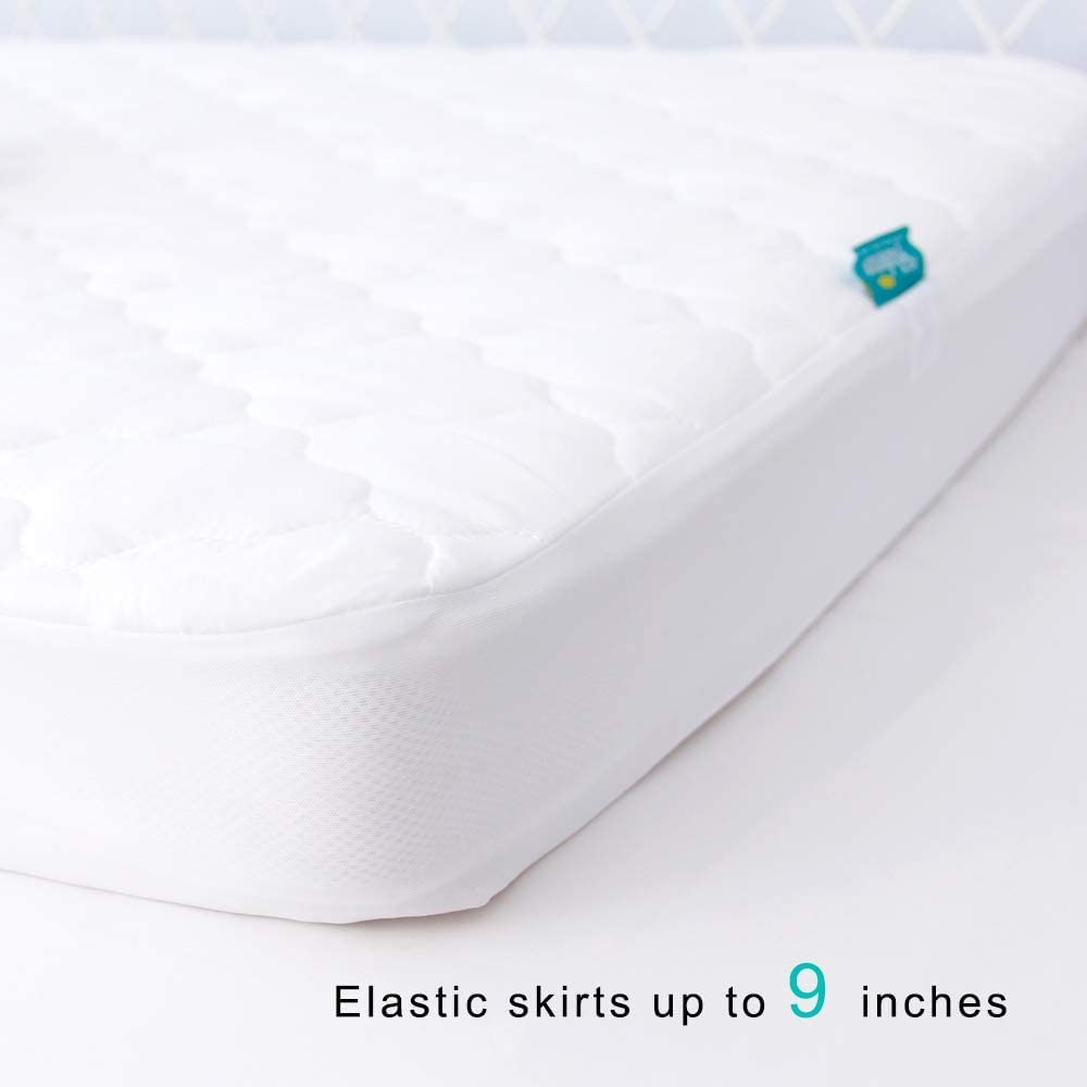 Regine Switzerland Crib Mattress Protector Sheets - 2 Pack Waterproof & Noiseless | 52" x 28" White & Gray