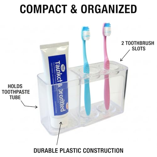 Compact Bathroom Toothbrush Holder Organizer for 2 Brushes