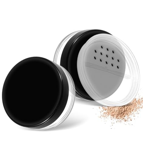 Thrymme 2 Pcs Loose Powder Container 10ml Refillable Travel Makeup Compact