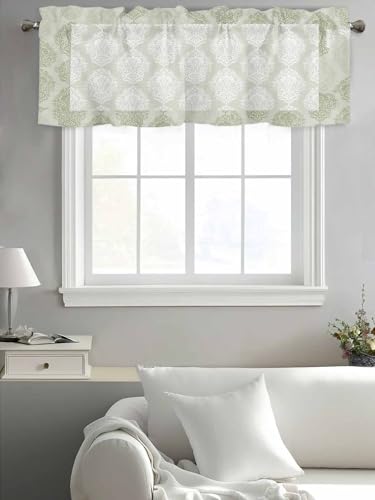 Sage Green Gradient Window Valance for Kitchen & Cafe - 54x18in