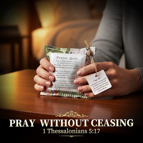 Pocket Prayer Quilt with Wooden Cross & Greeting Card | Christian Gift for Comfort and Encouragement