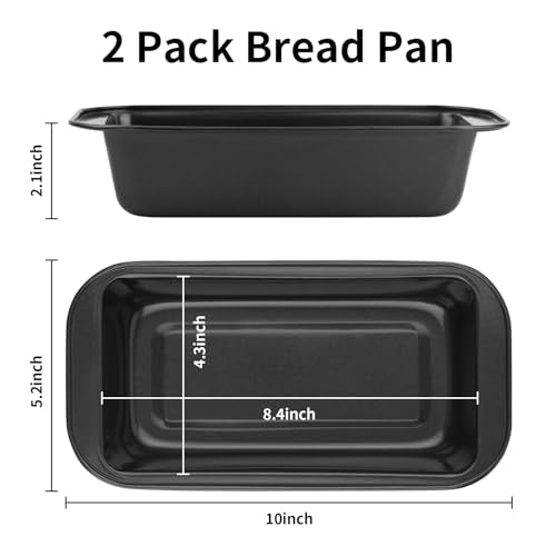 Novery 2-Piece 8" x 4" Non-Stick Carbon Steel Loaf Bread Baking Pans