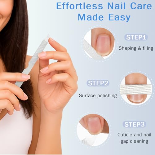 Ceemiaa 15PCS Stainless Steel Nail Files Set - Double-Sided Metal Buffers