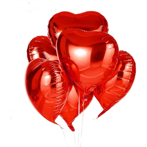 18-Inch Red Heart Mylar Balloons - 10pcs Foil Party Decorations