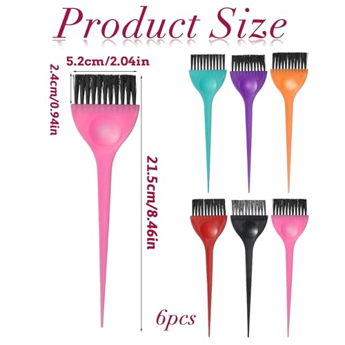6-Piece Hair Dye Brush Set Professional Color Tint Applicators for Salon and Home Use